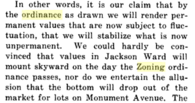 We are selling stasis.  https://en.wikipedia.org/wiki/Proof_by_assertion Interesting comparison of Jackson Ward and Monument Avenue as the two real estate value extremes at this time.