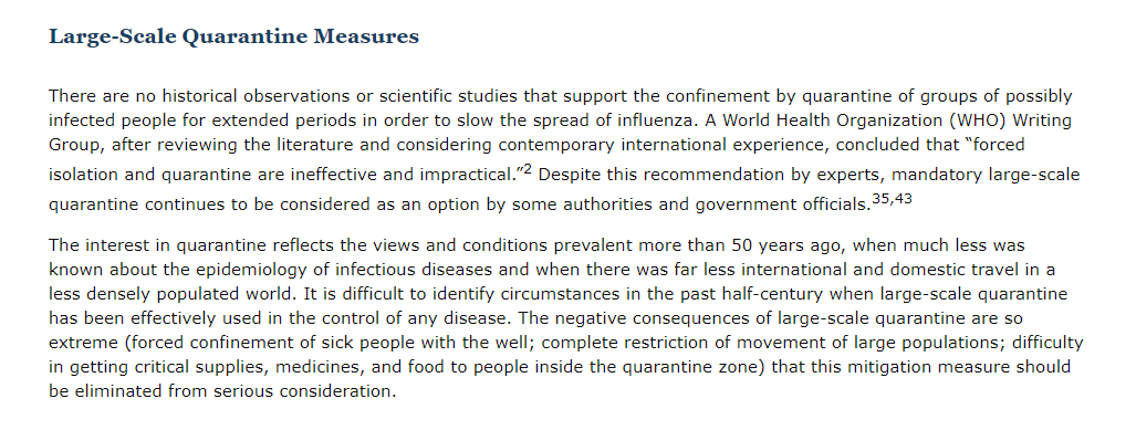 "Experience has shown that communities faced with epidemics or other adverse events respond best and with the least anxiety when the normal social functioning of the community is least disrupted"