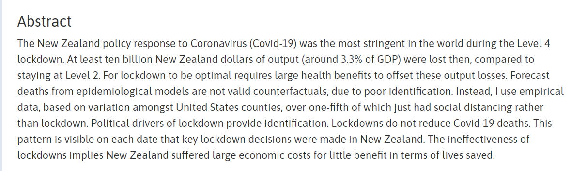  https://ideas.repec.org/p/wai/econwp/20-06.htmlSimilarly on a county by county basis in the U.S. Notice author mentions 'identification' - this refers to whether there are valid counterfactuals, and are able to determine parameter value from observables, or whether there's a different parameterization