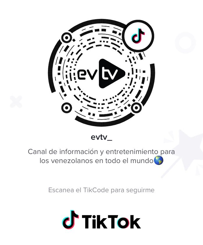 EVTVMiami's tweet photo. #EsViral | Si quieres ver contenidos únicos 🎥 📸 con bastante entretenimiento 💃 🤭 🎭 y mucha viralidad entonces síguenos también en #TikTok como 👉🏻 @EVTV_ 👇🏻Escanea nuestro #TikCode 👇🏻y conecta con nosotros porque #EVTVConectaContigo https://t.co/3un8mjMV5r https://t.co/YFLvRuWU5T