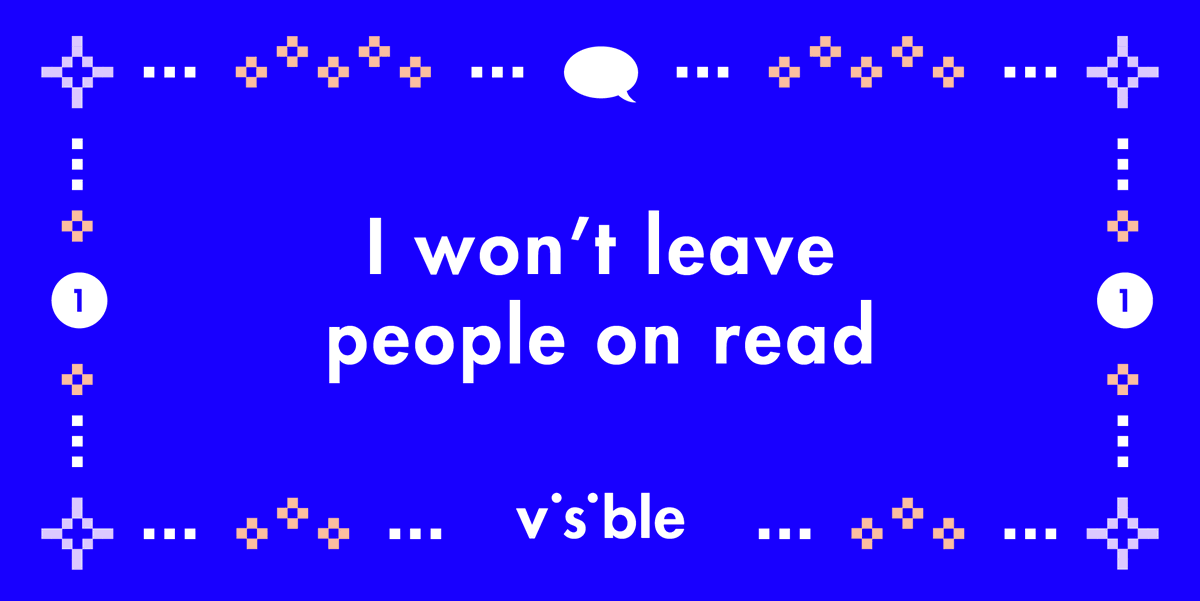 Visible's tweet photo. Don’t be *that* guy 👀
Let’s all vow to respond to each other in the utmost timely manner 🙏 ‘Cause ignoring texts is a major #Connecticus snafu.
P.S If you know someone who’s guilty of this, send this their way and maybe—just maybe—they won’t ghost you for the 82th time. https://t.co/pQTzgRjVMw