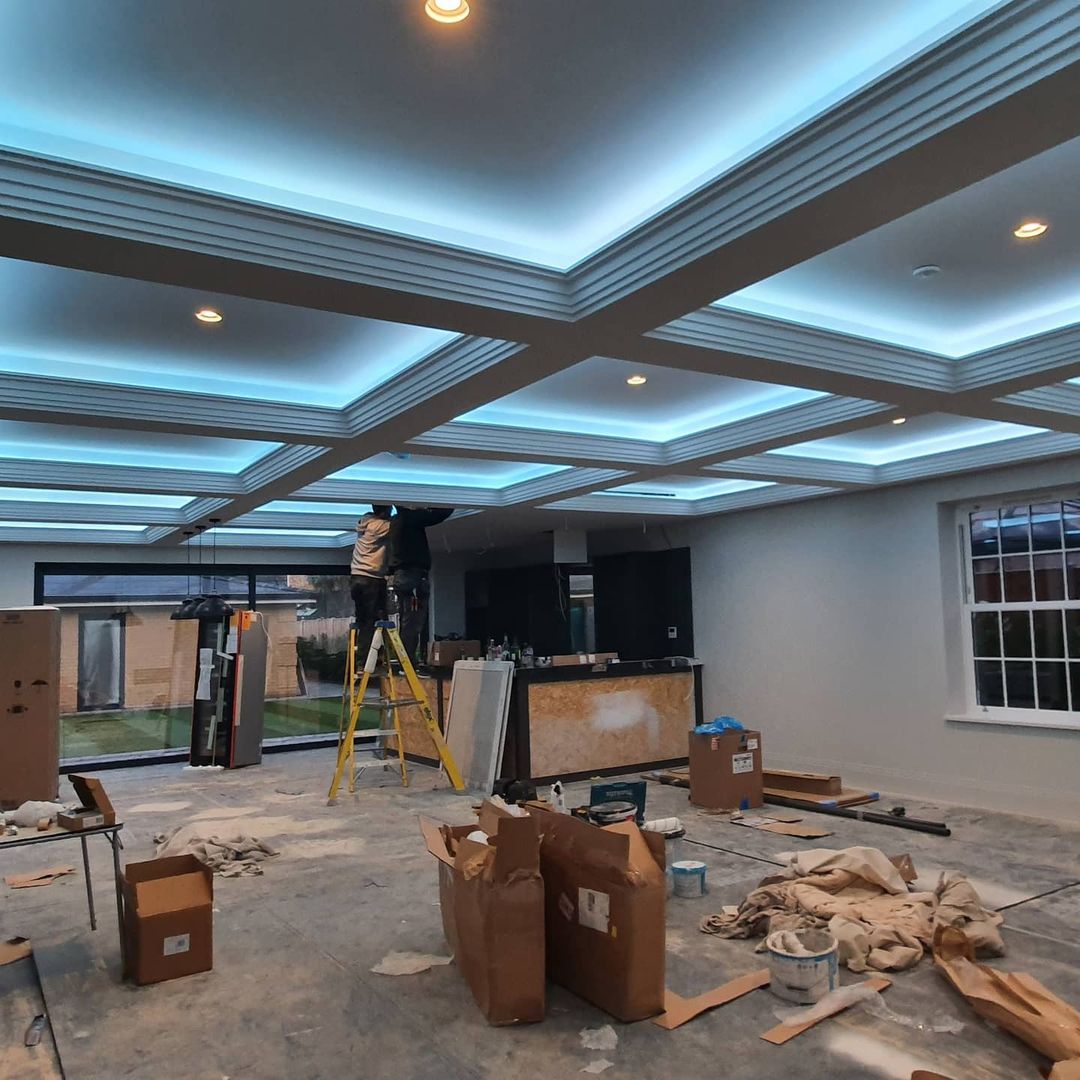 Coffered ceiling almost complete at Herbert Road - 1000sqm new build house in Emerson Park - Another fantastic project with @carberrybuild 💎💎💎