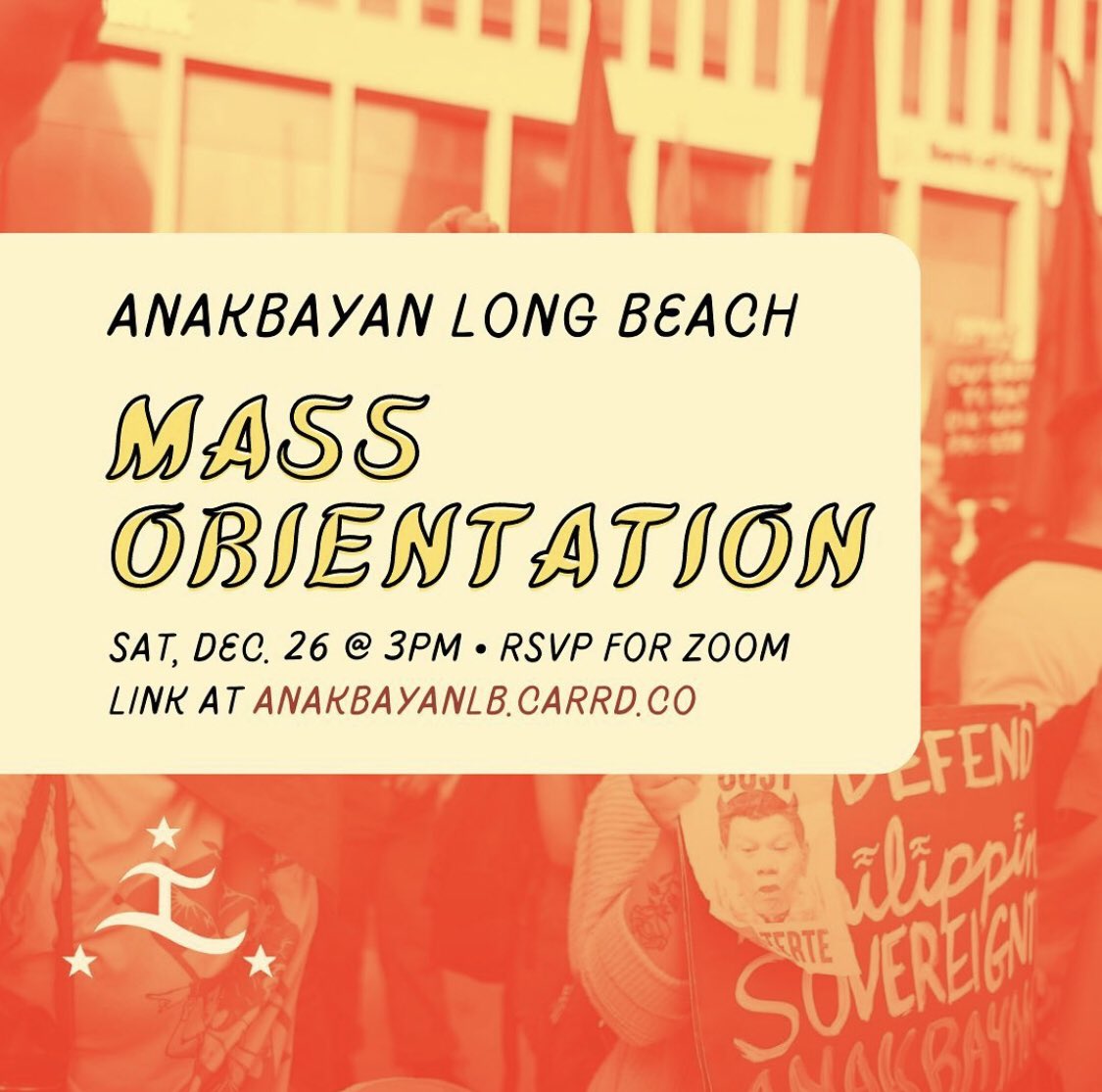 anakbayanlb's tweet photo. **UPDATED DATE** RSVP for our monthly mass orientation (Saturday, December 26th @ 3PM) through our carrd in our bio (https://t.co/x8936YhXLx)! https://t.co/yq7zNSgIww