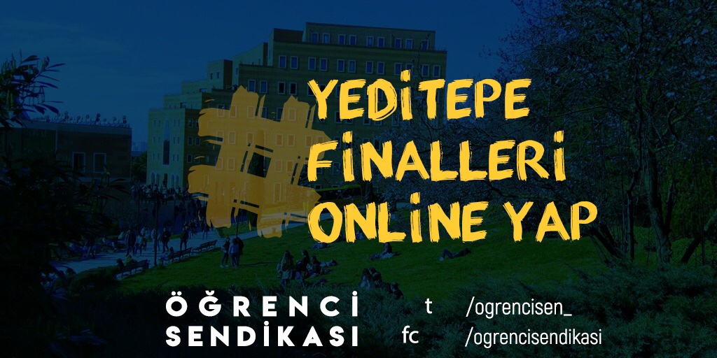 📢 Yeditepe Üniversitesi (<a href="/YeditepeUni/">YeditepeÜniversitesi</a>) öğrencileri hazırlık bölümü final sınavlarının yüz yüze yapılması kararına karşı bir araya gelerek seslerini yükseltiyor. 

Öğrencinin hayatını hiçe sayan bu karardan vazgeçilsin, salgın mağduriyete dönüşmesin!
#YeditepeFinalleriOnlineYap