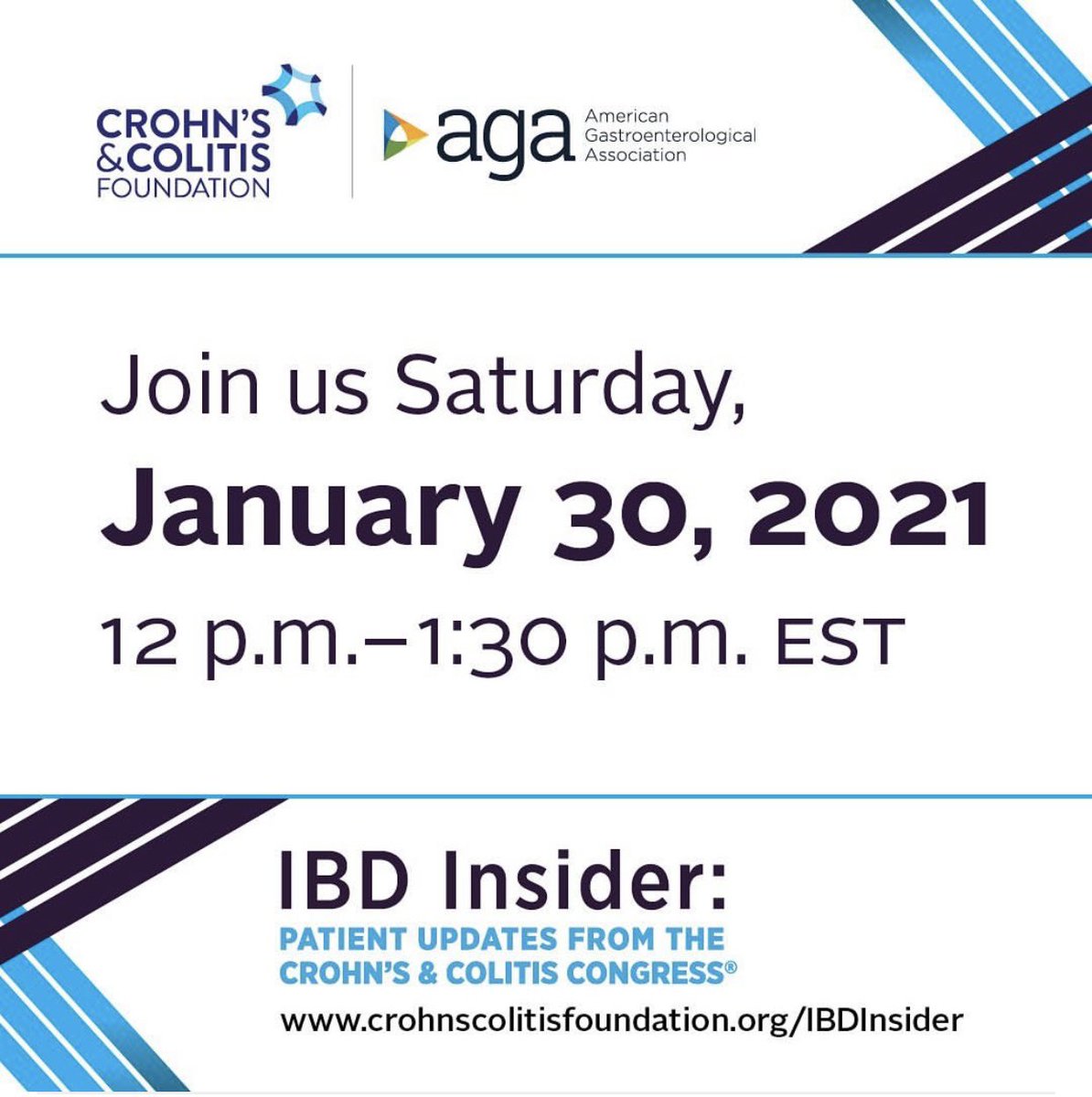 💭 shopping 🛍 list for the Holidays & wish ☺️ list for 2021 this weekend?

Sign up for @CrohnsColitisFn #CCCongress21 !🛍☺️

✅ #IBDAtoZ & more

🗓Jan 21-24 👉🏼 xpressreg.net/register/CCCC0…

✅ #IBDInsider our #IBD #PatientEd event

🗓Jan 30 12-130p EST
👉🏼crohnscolitisfoundation.org/ibdinsider