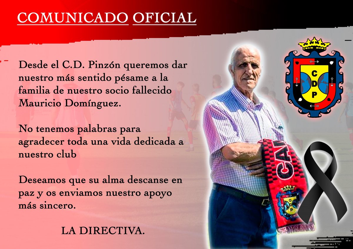 CDPinzon_'s tweet photo. Desde el club, queremos dar nuestro más sentido pésame a la familia de nuestro socio fallecido Mauricio Domínguez. 

D.E.P. https://t.co/agR0WkSiSD