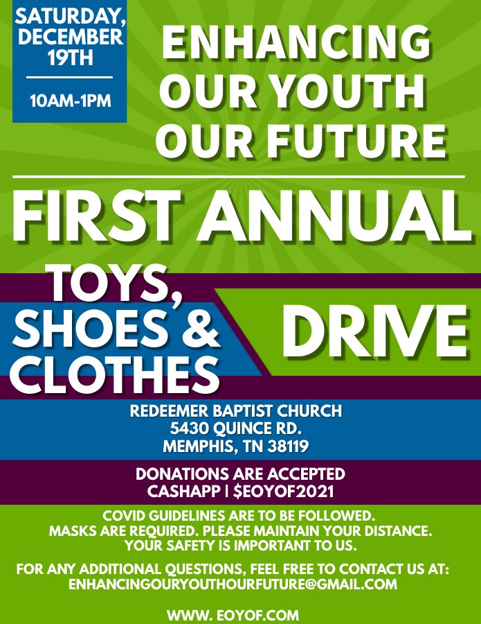 ILOVE_EOYOF's tweet photo. Today We're Blessing The Families That Need Toys Shoes And Clothes (Adult And Kids Sizes). Check Flyer For Location And Time. And Make Sure You Drive Safely Its Raining. Donations Are Accepted Cashapp $EOYOF2021.
#AYYYYYYYYYYY
#EnhancingOurYouthOurFuture #EOYOF
#WWW.EOYOF.COM https://t.co/IKs60leaQh