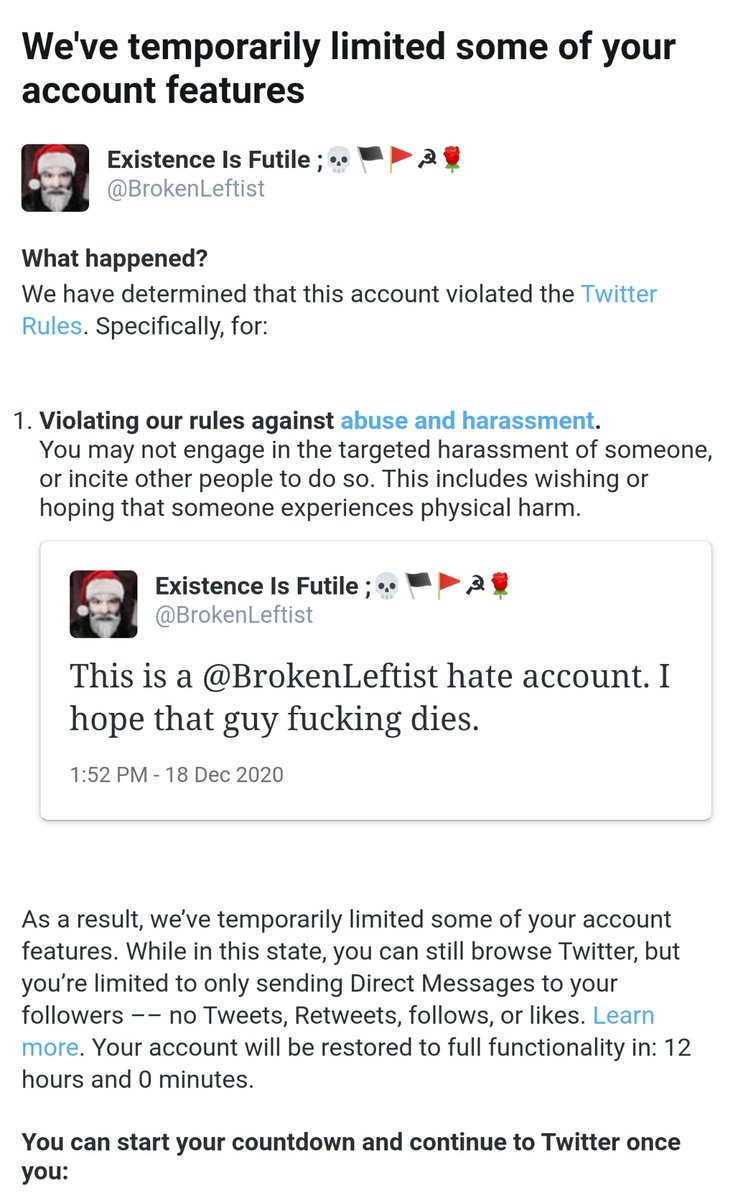 BrokenLeftist's tweet photo. I'm back. If you reported me for targeted harassment of myself unfollow me cuz you are a dick. https://t.co/SH2vnZDYdB