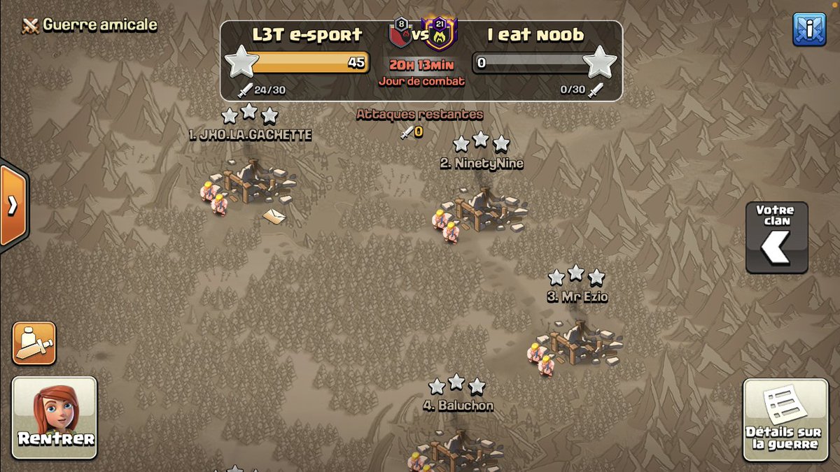 Semi finals Hcl semi pro by <a href="/ASKIPgaming/">ASKIP</a> against <a href="/IENClan/">I Eat Noob</a> 🌹
Perfect War in the firsts 3 hours, gg guys 🙏
Next War against <a href="/TRevolution_ES/">Team Revolution</a>  🥂