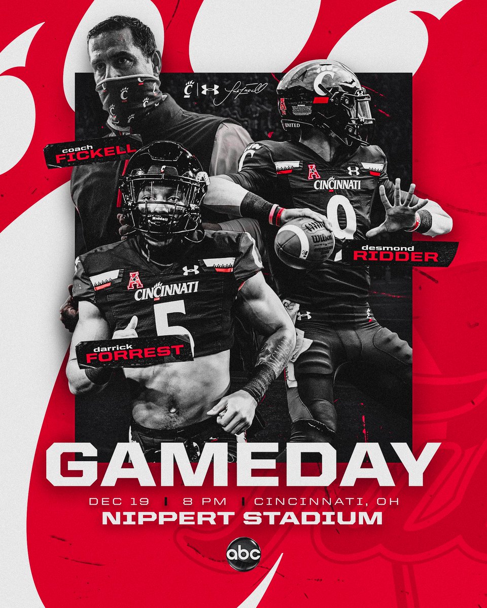 GoBearcatsFB's tweet photo. 𝗥𝗜𝗡𝗚 𝗚𝗔𝗠𝗘‼️

@American_Conf Championship
Kickoff at 8PM on @ABCNetwork

⬇️ How to watch, listen &amp; more. ⬇️
https://t.co/s42TzOQV4N

#Bearcats https://t.co/my3ribwvLQ