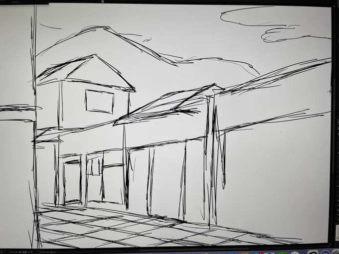 こんな感じで和風建築描いていきたい( ◜ᴗ◝) 
