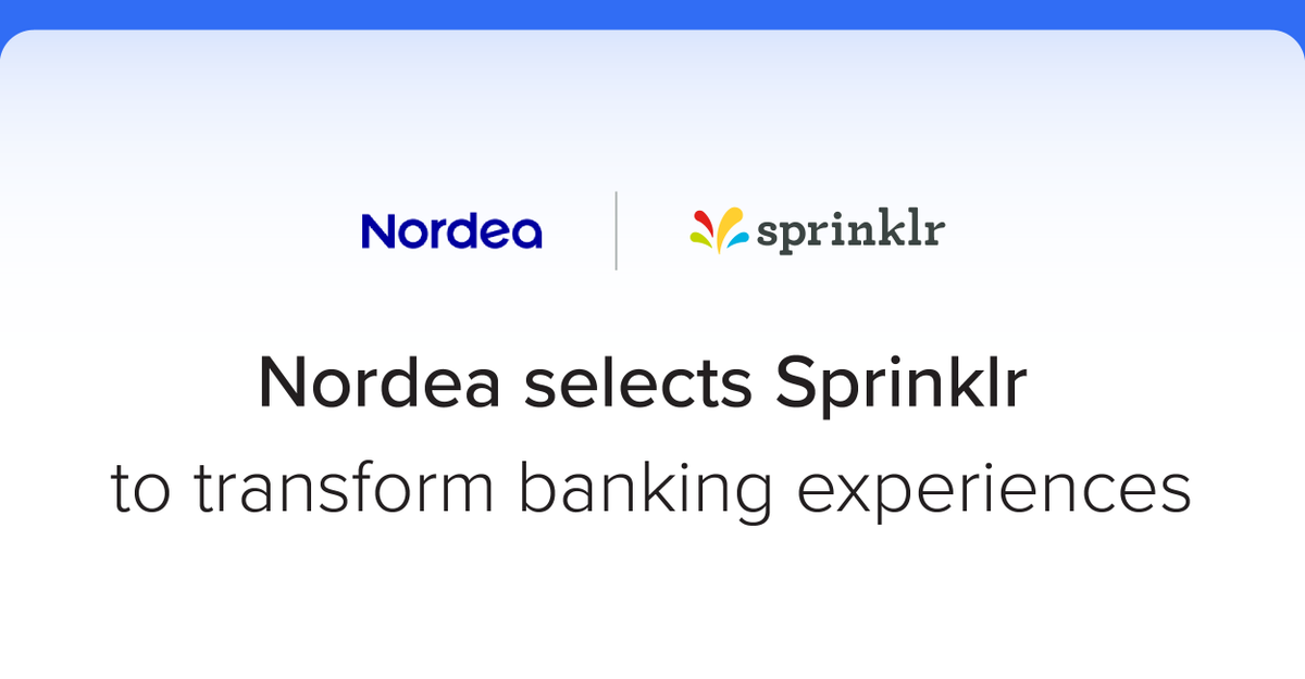 AtongSprinklr's tweet photo. Excited to share the news that @Nordea, the largest financial group in Northern Europe, is using @Sprinklr's #CXM platform to transform digital banking experiences. Learn more here: https://t.co/wlEy4mtOnI https://t.co/DGFrleE448
