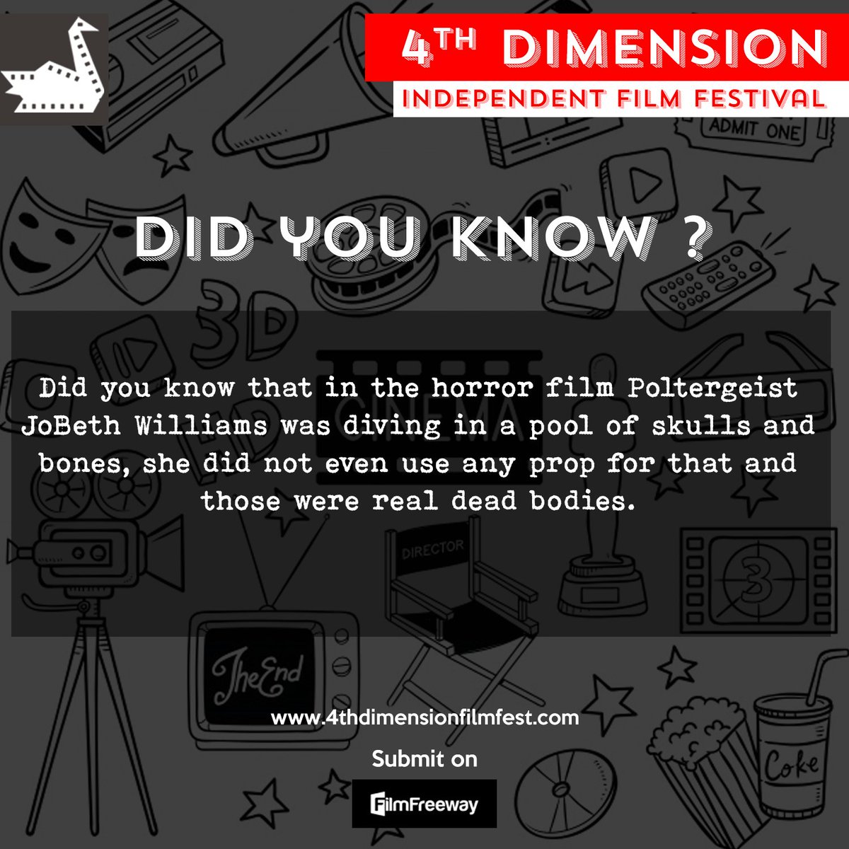 4D_FilmFest's tweet photo. Poltergeist (1982)
#secretfacts
#horrormovies
#american
#supernatural
#movielovers
#trivia https://t.co/o7GhTGG0tp