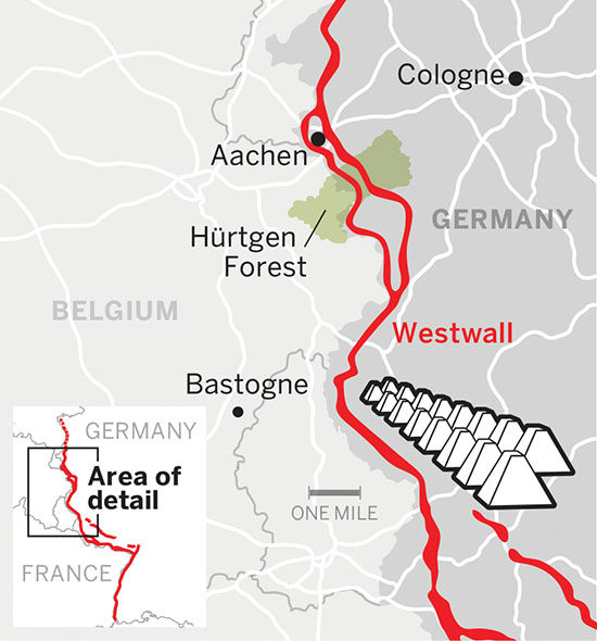 12 of 44The “West Wall” was fortified and had not yet been engaged in major fighting, plus the Rhine River served as a historical moat separating Germany from its enemies.