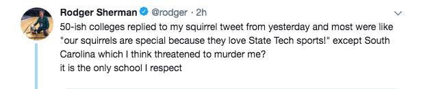 allenwallace's tweet photo. No matter how many great things @UofSC social media does, this will remain my favorite. The same applies to @rodger. https://t.co/xWQtNQCFr0