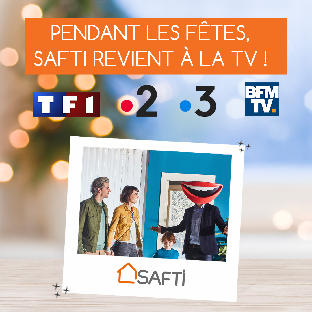 agencesafti's tweet image. Pour les fêtes de fin d’année, #SAFTI est de retour en #télévision. 
Le spot TV SAFTI sera diffusé pendant les écrans publicitaires du #Téléthon : ce soir à 21h sur France 3 et demain à 21h sur France 2. 
Alors, ouvrez l’œil ! 😉