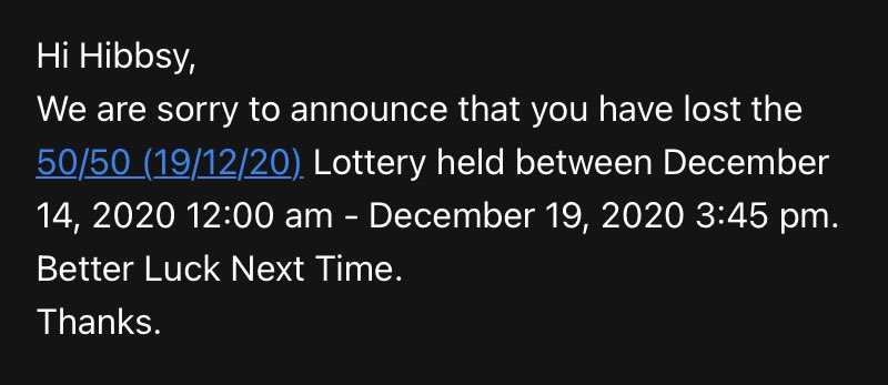 Hibbsy37's tweet photo. Gutted, I seem to have ‘lost the lottery’ ... #neverawinner https://t.co/IxbKFuyb8W