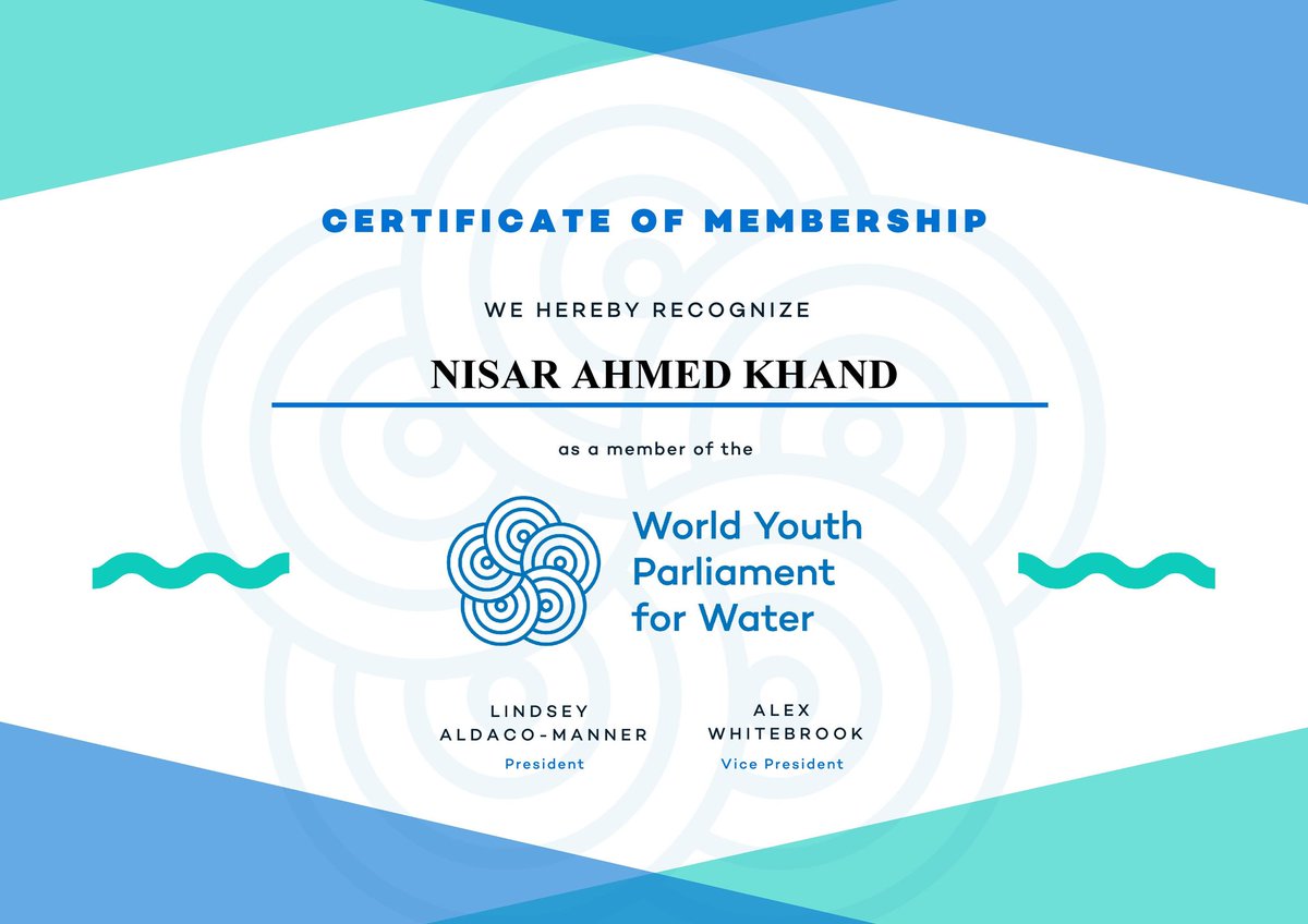 nisarkhand's tweet photo. Alhamdullah Selected as a member World Youth Parliament for Water https://t.co/OJilZ5XioI