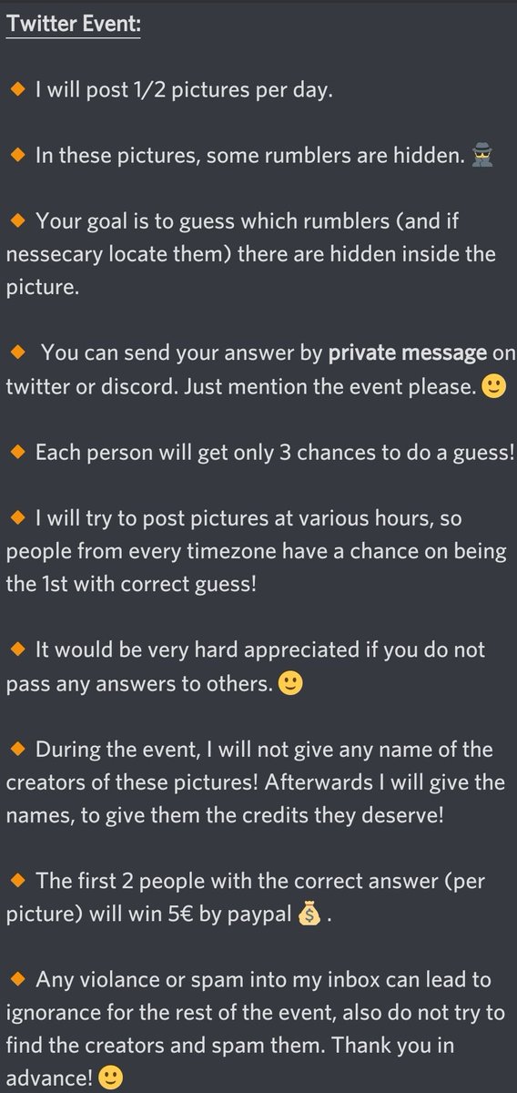 So we are almost 20/12, the event will start soon 👀 

Here are a few things you should know before we start! 🙂 for any questions feel free to leave a comment or ask me in dm! 

Happy Holidays and Good Luck everyone!! 🎅🎅🌟❤