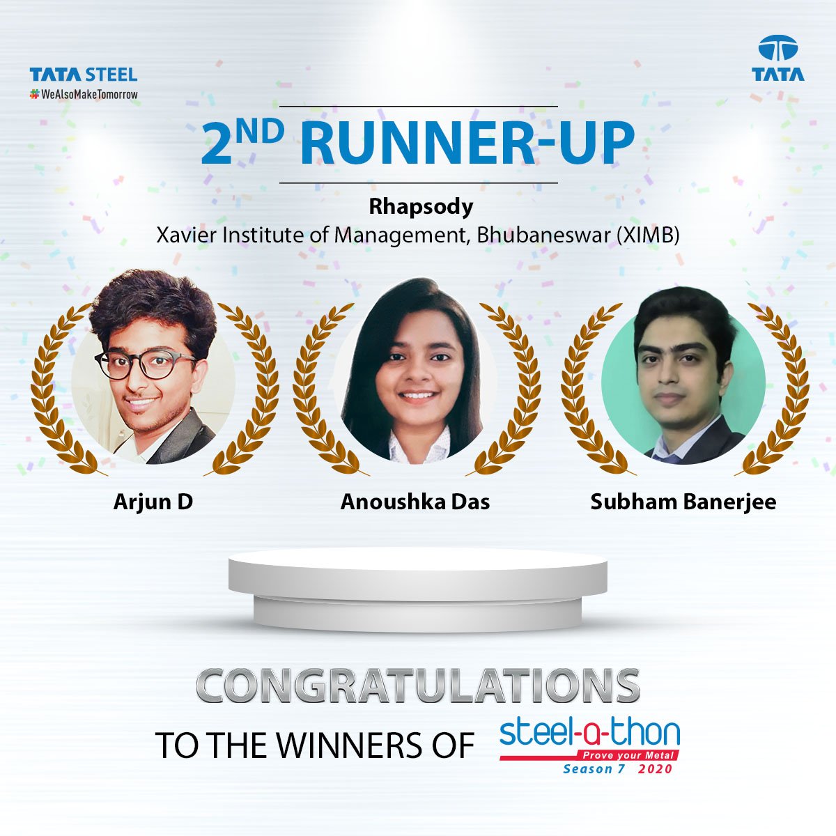 TSCampusConnect's tweet photo. Here's congratulating the winners of #Steelathon season-7 on the well-deserved victory!
Hats-off to the champions and all the brilliant contenders!
#TataSteel #WeAlsoMakeTomorrow https://t.co/Vq7EpX0tdT