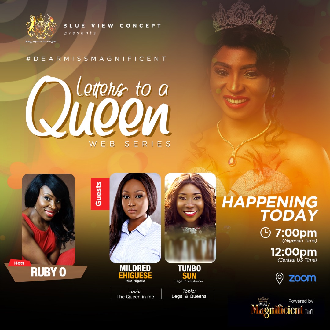 blueconcept_'s tweet photo. As the series come to an end, we will be having our very own HEAD OF BRAND of BLUEVIEW CONCEPTS @joeblue_jb. He'll talk to us about MISS MAGNIFICENT.

So join in via the link
https://t.co/aDsaKKjF4A

#letterstoaQueen
#missmagnificentnigeria 
#BlueViewConcepts https://t.co/a57hT7oSmz