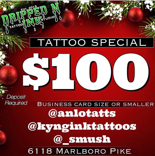 DrippedNInk's tweet image. •TATTOO SPECIAL• 💚🔥😱 
contact the following artist DIRECTLY on instagram or by the numbers they have provided . 

instagrams : 
anlotatts 
kynginktattoos
_smush