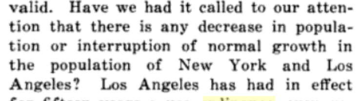 Saville doesn't waste much time with this. Neither LA nor NYC is losing population (not what was argued).  https://en.wikipedia.org/wiki/Inconsistent_comparison