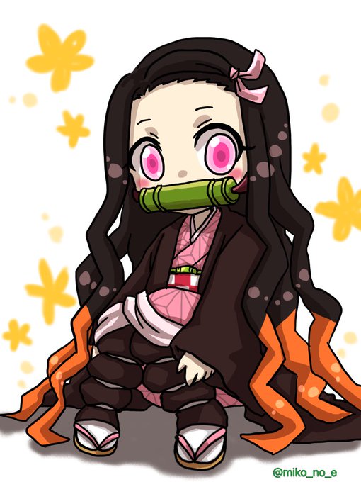 みこさんがTwitterに投稿した竈門禰豆子(鬼滅の刃)のイラスト。