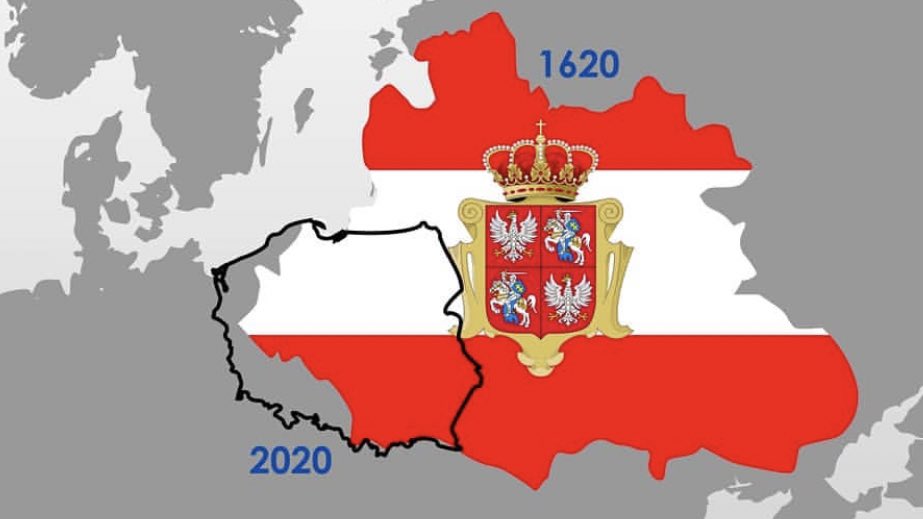 visegrad24's tweet photo. Territory of Poland: 1620 vs. 2020 https://t.co/0heqstNQ5B