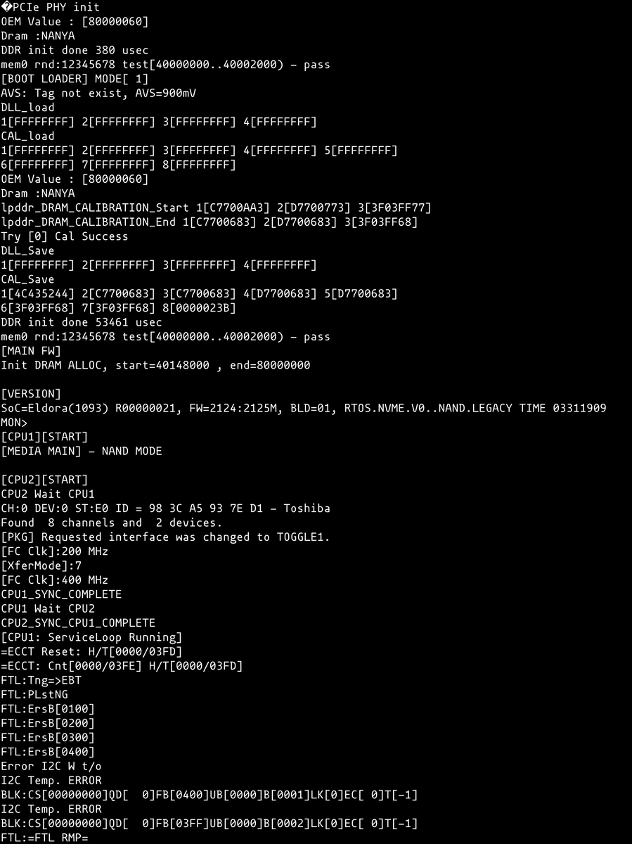 and... IT'S ALIVE AHAHAHAHAHAit no longer has a serial number, and it erased all of the data since the key was in SPI flash (that's ok, we have a backup), and it wiped all of the erase counters (kinda unfortunate) butIT WORKS. enumerates on PCIe. reads and wries just fine