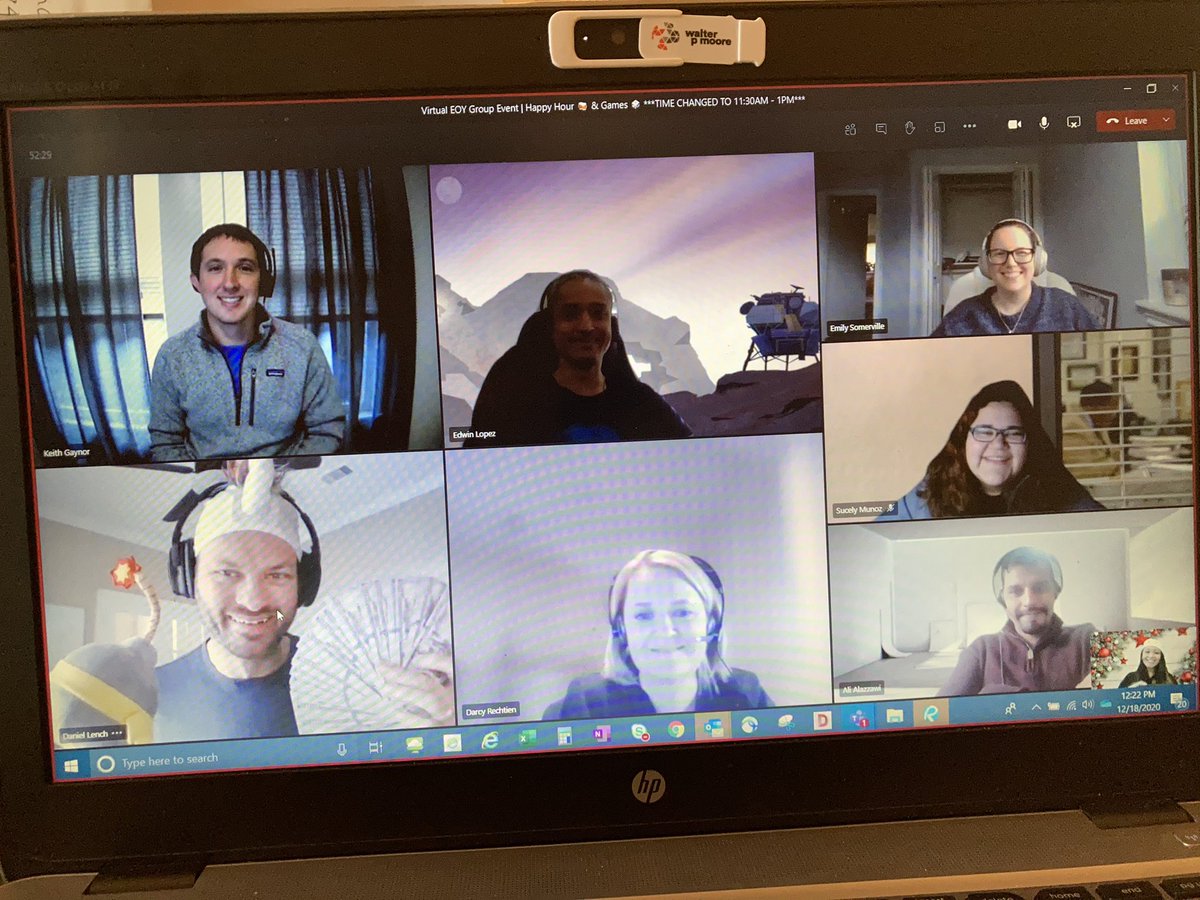 HeatherWPM's tweet photo. 1st Virtual End of Year Group Event was a success!! 🎉🎁🍾🎄
@WalterPMooreEng #MoorePeople 

#MooreEvents #virtualEOYparty #holidays2020 #tistheseason #jackboxtv #fibbage #scribblio #steamgames #Online #coworkers #virtualevent #celebration #Goodtimes #laughedsomuchmystomachhurt https://t.co/D90ZkR0TJy