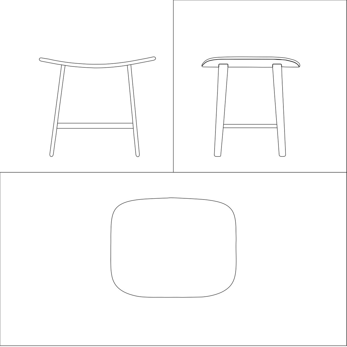 The Schematics (modelled a stool instead):2D wireframeQuad view of 2D and 3D wireframe on Blender X-ray view