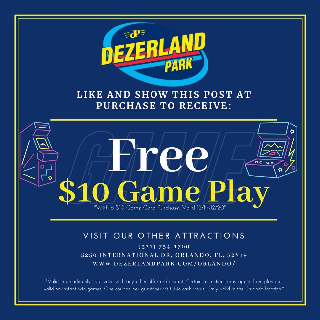 FREE $10 Game Play at Dave and Busters 