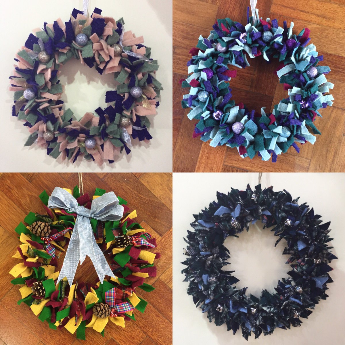 Craft_Workshops's tweet photo. Ta da! Look at the fabulous wreaths our workshoppers made at today’s Rag Wreath Making Workshop. Oooh, we feel Christmassy now! 🎄🌟👏 #TLPCraftWorkshops #FestiveWorkshops #Christmas https://t.co/gpX72f7dtK