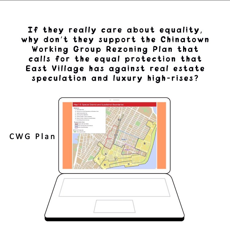 A lot of these housing advocates push for de Blasio rezonings ... but they remain quiet as we make noise and demand he pass the community-based CWG Plan!