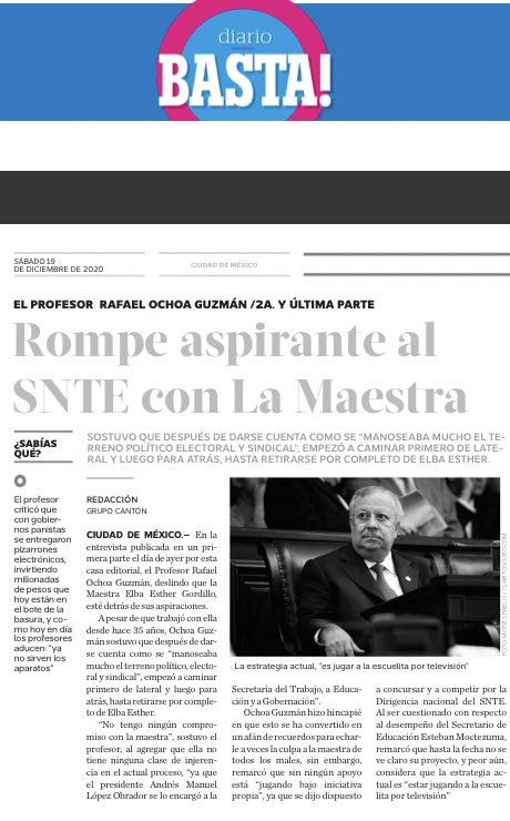 diegoecedillo's tweet photo. Les comparto la segunda parte de mi platica en exclusiva para @diariobasta con el @profRafael8a
Donde se deslinda de @ElbaEsther_G “no tengo ningún compromiso con la maestra”
A su vez critica gobiernos de @AccionNacional al respecto de la entrega de Pizarrones electrónicos https://t.co/hQrwybCTeR