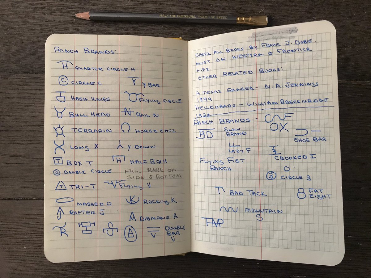 sceptreliquids's tweet photo. “What is Beau always writing in those 📒 notebooks he hauls around?” #Ranching #RanchBrand #CattleBrands #FieldBook #Writing #CrazyOldMan https://t.co/NzErUHGWCS