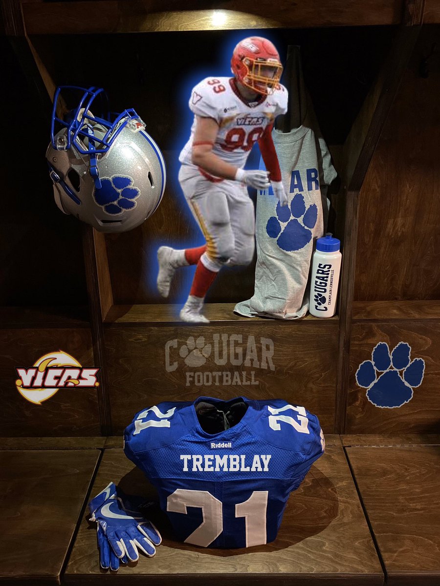 Football: ⚪️🔵 2021 Recruitment 💥 Jacob Tremblay Welcome to the Cougar Family! ℹ️ Vicas de Victoriaville ✅ 6'1' 215lbs ⭐ Rookie of the Year LFMM 2019 #cougarpride #bleedblue #reload #colldiv1