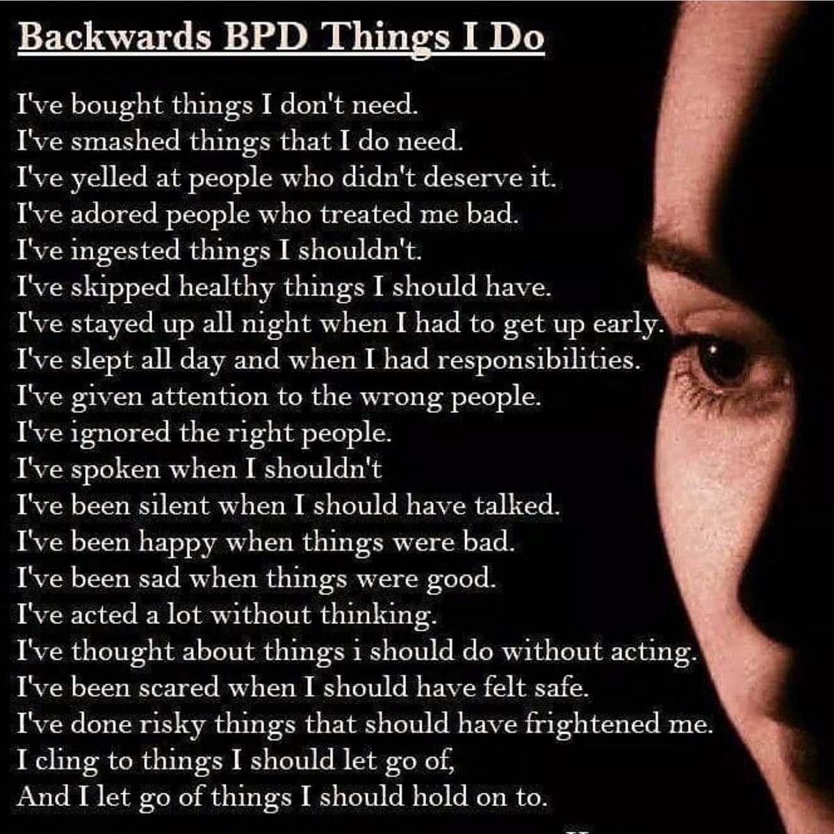 BrokenLeftist's tweet photo. Destigmatize all mental illness. #BPD is very commonly misdiagnosed. It has many overlapping symptoms with other mental illnesses. I'm self diagnosed cuz I can't get in to a Dr for a new diagnosis. I would bet a lot of the country struggles with this without even knowing it. https://t.co/9dZEPFN69a