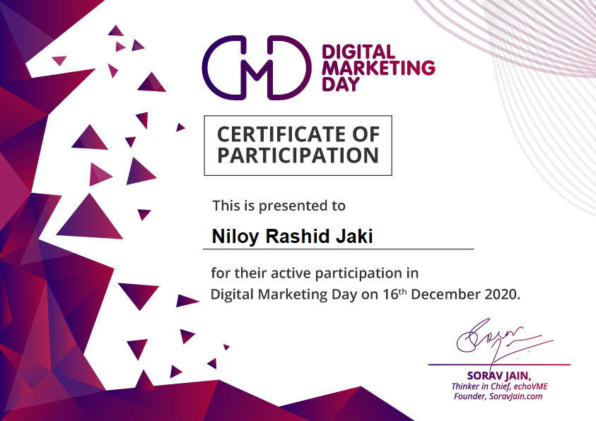 NiloyRashid's tweet photo. Digital Marketing Day 2020 ♥️
Really Enjoyed the event, learned a lot!
Thanks to
@DigitalScholar_ & @SoravJain
#100DaysOfCode #WebDevelopment #Tech #nlogn #CodeNewbie #WINWIN #DEVCommunity #NiloyRashid #HTML #Python #DigitalMarketing #DMDAY2020 #Bangladesh #India https://t.co/ydAmmCodPz