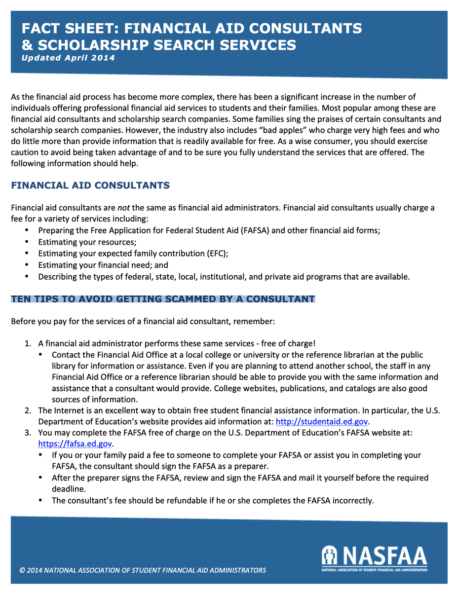 Financial aid consultants.. Remember the guardianship story out of Illinois?