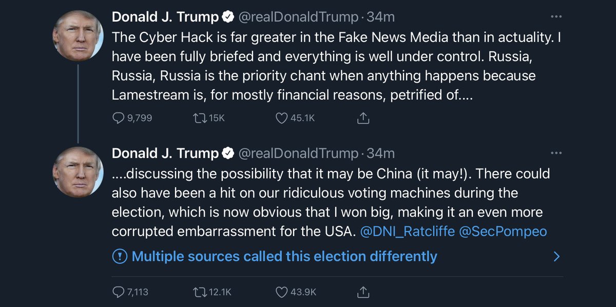 Here’s the president* pushing QAnon propaganda, defending Putin and attacking China, Putin’s mortal enemy. THIS MORNING.￼