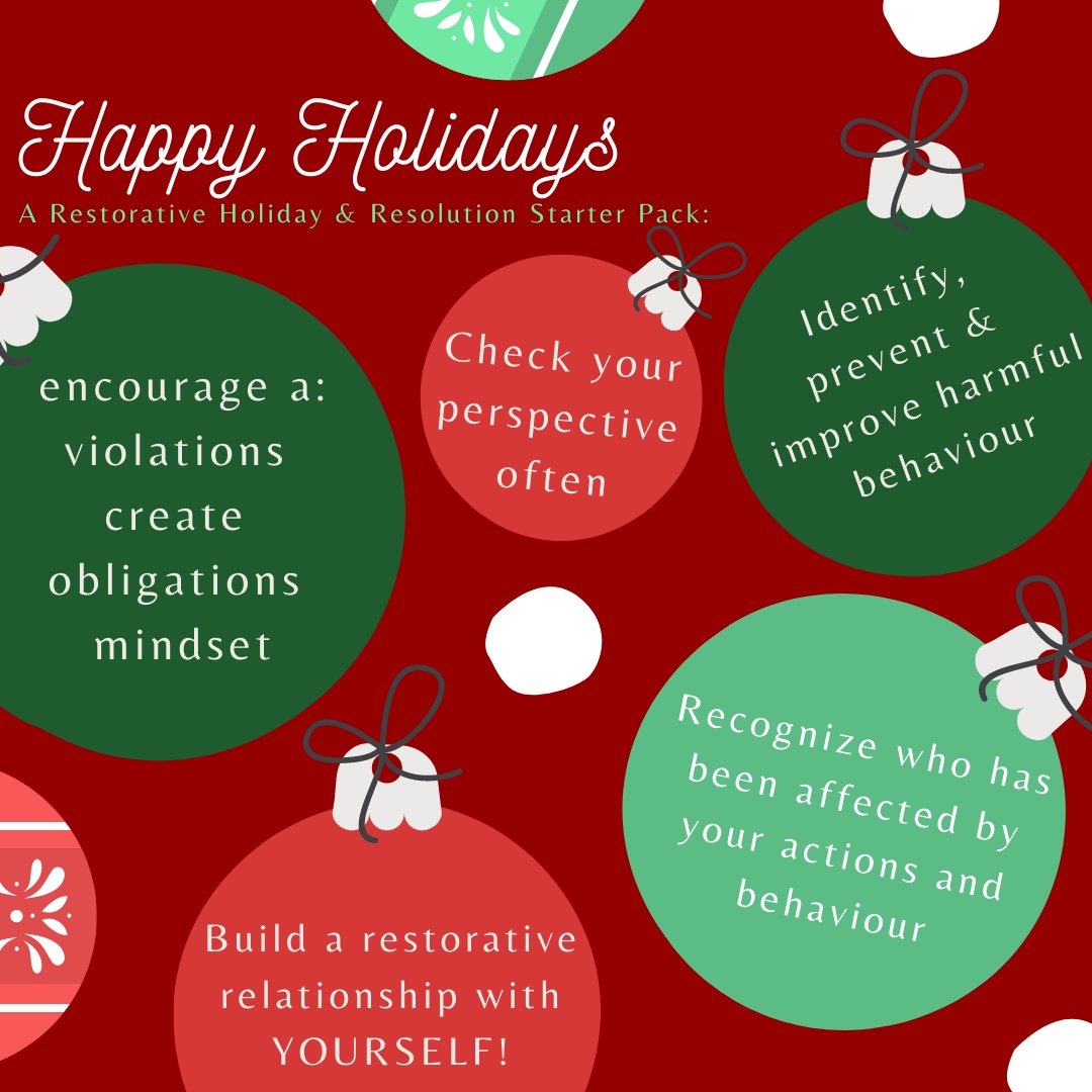 LCCommJustice's tweet photo. LCCJ would like to wish everyone a healthy &amp; restful Holiday, however you choose to spend this season! 
Here are a few ways you can incorporate restorative practices into your lives, perhaps they will inspire some themes for New Year's resolutions as well! #lccj https://t.co/PZ03zowOsF