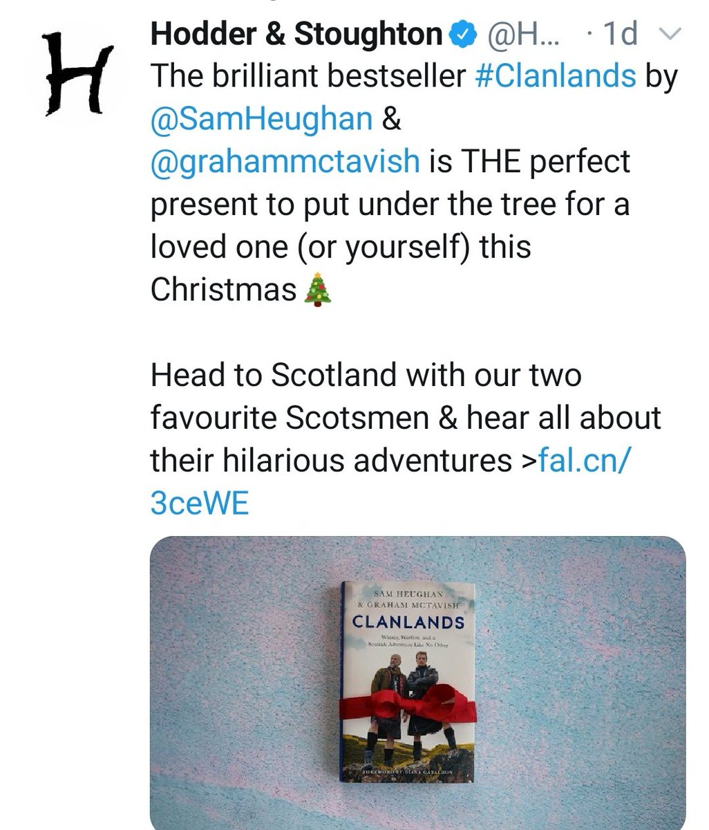Wednesday started with another Ho-Hoo-Hooo moment from Sam and Hodder & Stoughton. Cause again tis the season of the perfect gifts! This time  #ClanLandsBook #SamHeughan