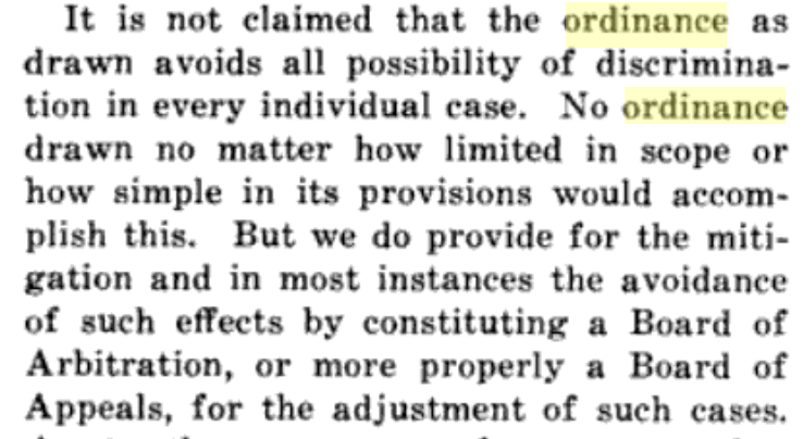 Sure, there is "discrimination" in the new Richmond zoning code BUT there is an appeals process offering "mitigation" and "avoidance"  https://en.wikipedia.org/wiki/Motte-and-bailey_fallacy