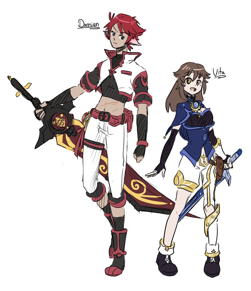 My derpy #GenshinImpact OCs, Damien &amp; Vita.~ ;v; #原神