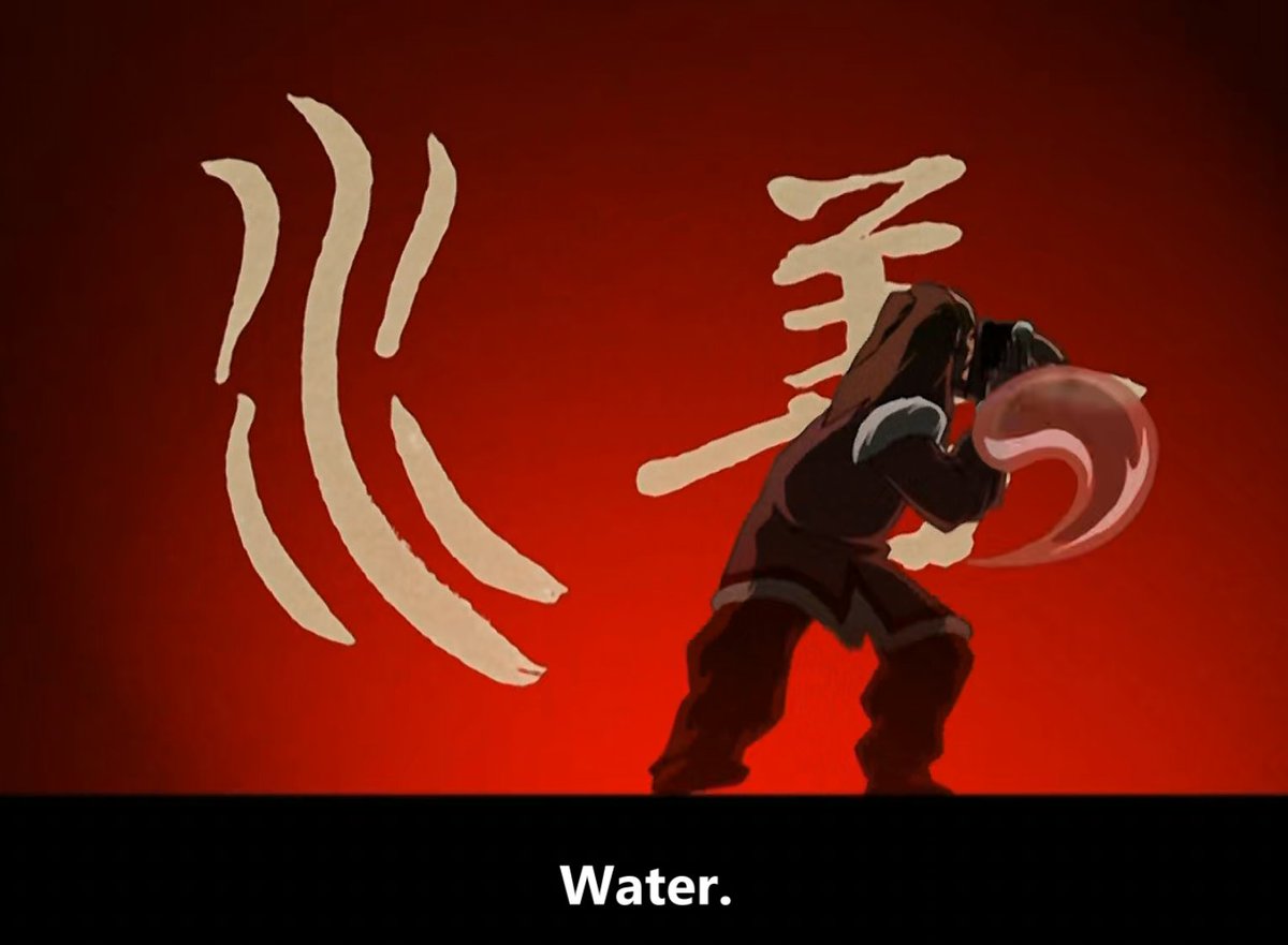 So right away in the background writing in the opening sequence, each element is accompanied by a characteristic that generalizes their nationWater is Kindness, Earth is Strength, Fire is Passion, and Air is Harmony (approximate translations) 2/?