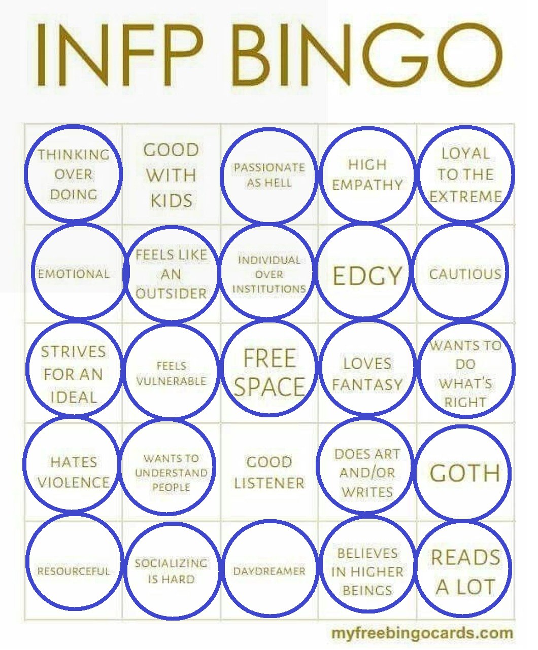 Bingo Series - INTJ bingo!