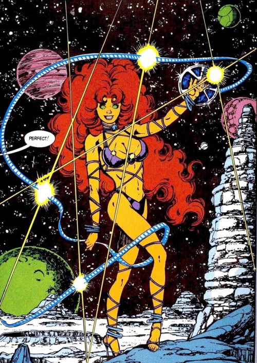 New Teen Titans was horny as fuck, the comic was not afraid to touch sexuality, one of the main plots of it is Robin need to accept he's attracted to Starfire. and Starfire is portrayed as a positive person along with others in this comic.