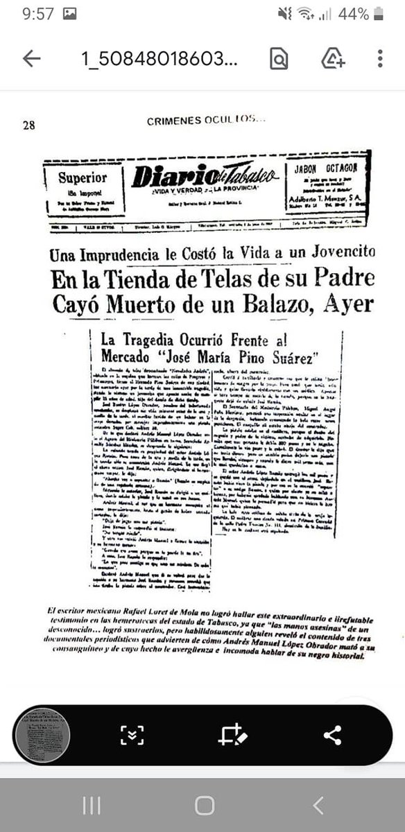 GARCIPAVON's tweet photo. El pasado oscuro de @lopezobrador 
Crímenes ocultos de MALO, se encontraron recortes de los periódicos que desaparecieron en todas las hemerotecas del país y Tabasco. https://t.co/2rYZfEcgWx